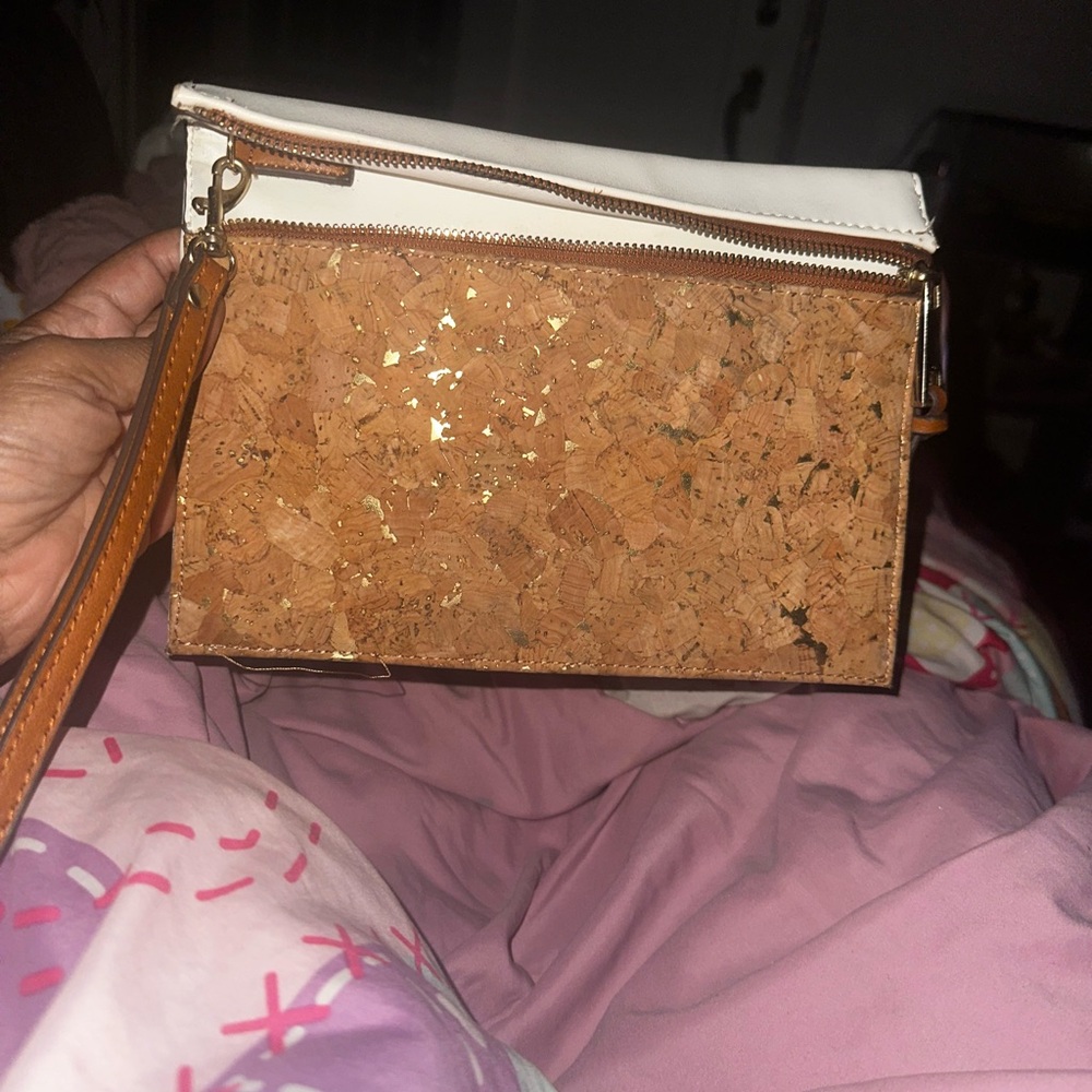 Clarks Cork and White Wristlet Clutch